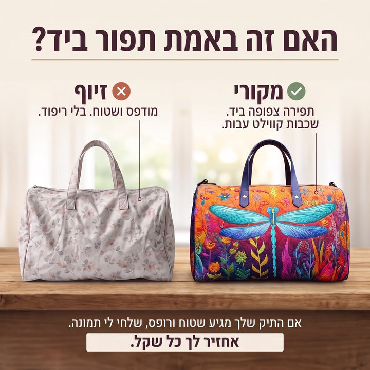 תיק נסיעות קווילט מרפרפים ועפים — בדיקת אותנטיות של קווילט בעבודת יד