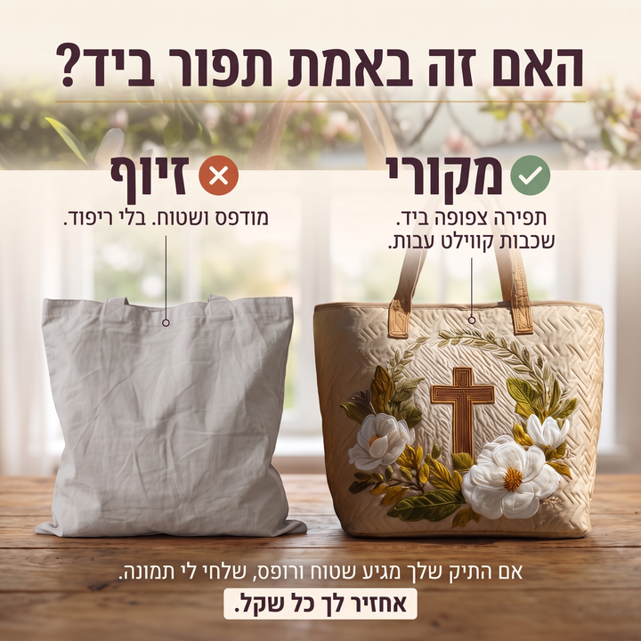 תיק בעבודת יד - צלב קדוש — בדיקת אותנטיות של קווילט בעבודת יד