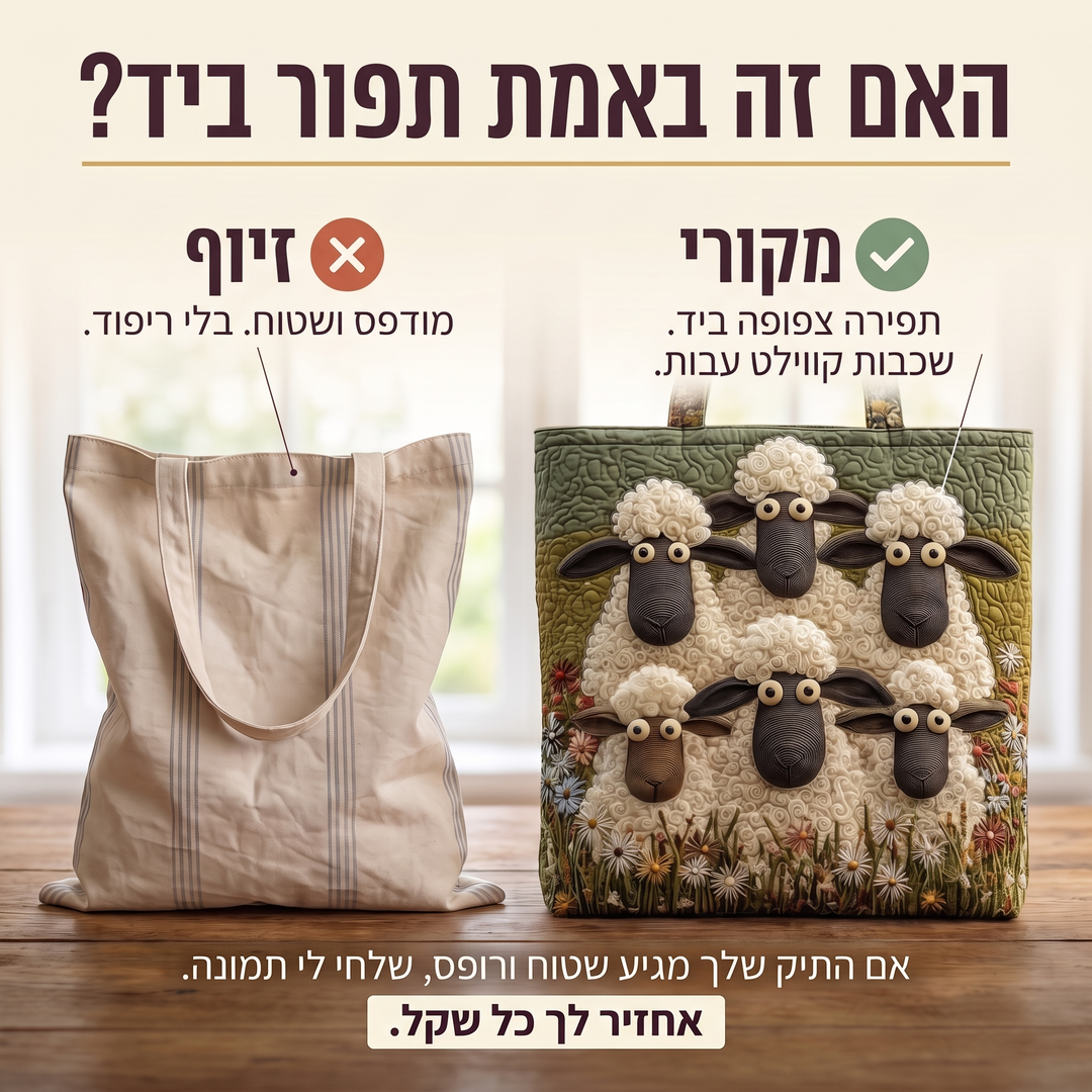 תיק בעבודת יד - חמש כבשים — בדיקת אותנטיות של קווילט בעבודת יד