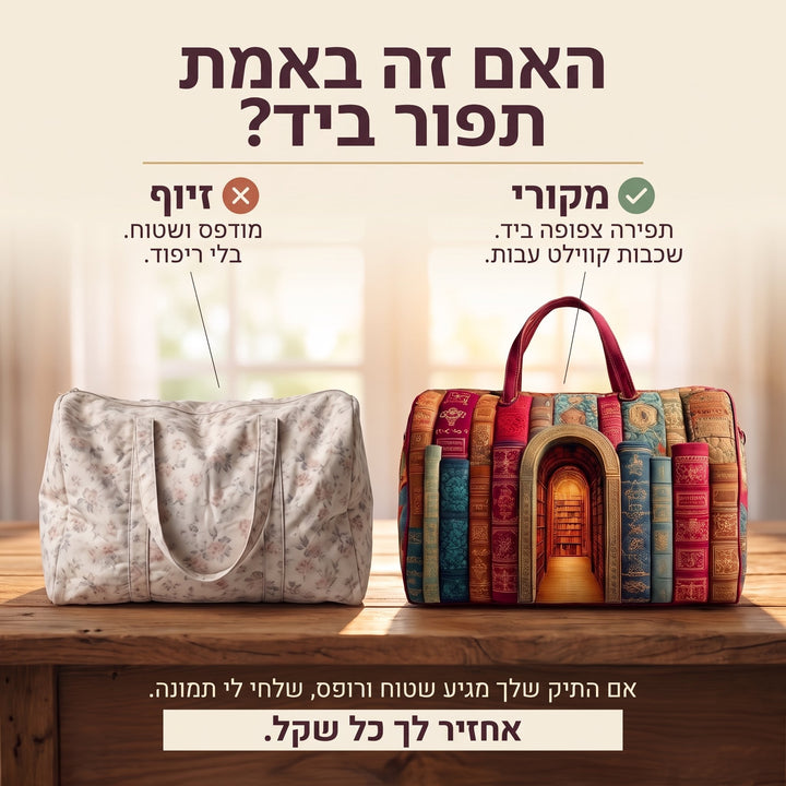 תיק נסיעות קווילט הספרייה הנסתרת — בדיקת אותנטיות של קווילט בתפירת יד