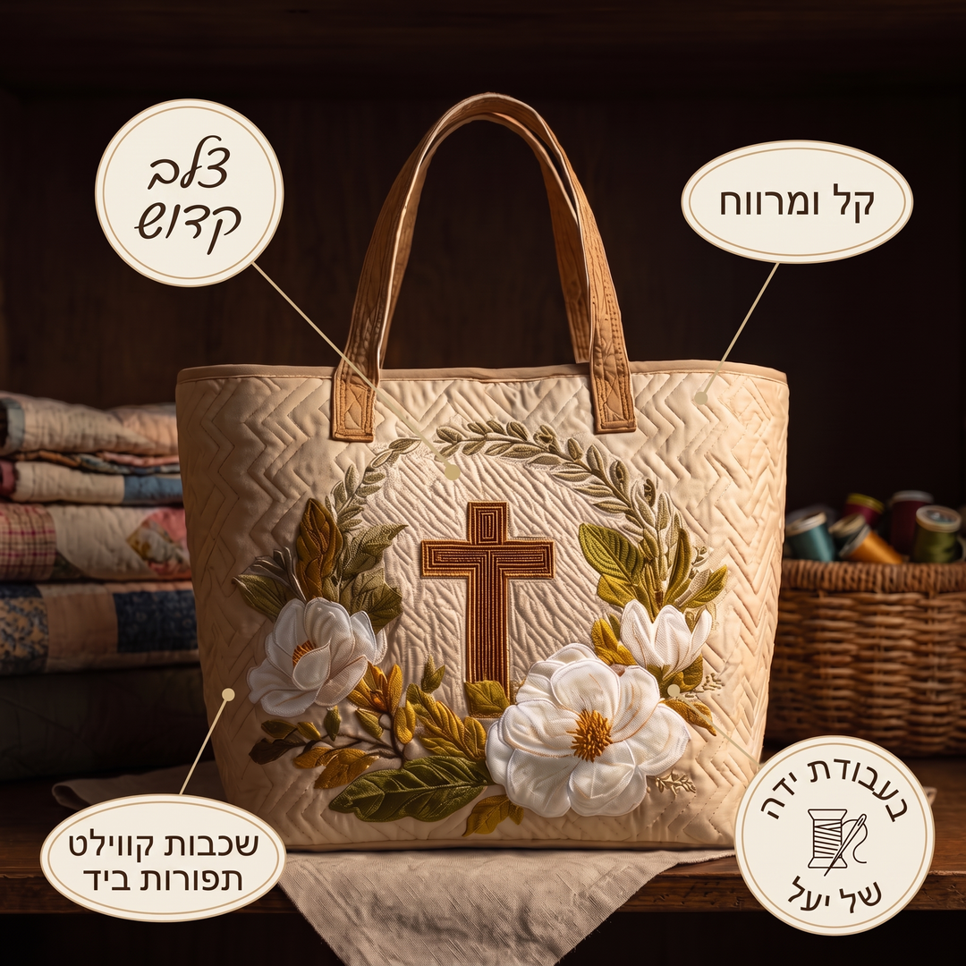 תיק בעבודת יד - צלב קדוש — פרטים