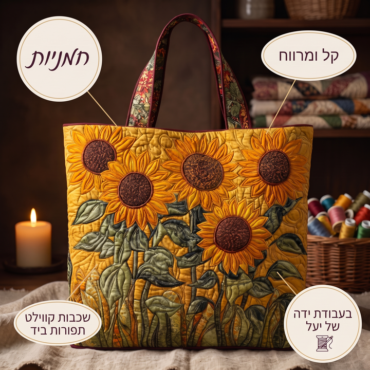תיק קווילט קלאסי - חמניות — פרטים
