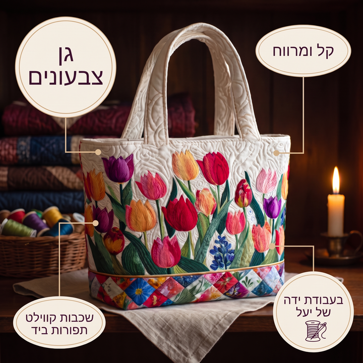 תיק טוט קווילט - גן צבעונים — פרטים