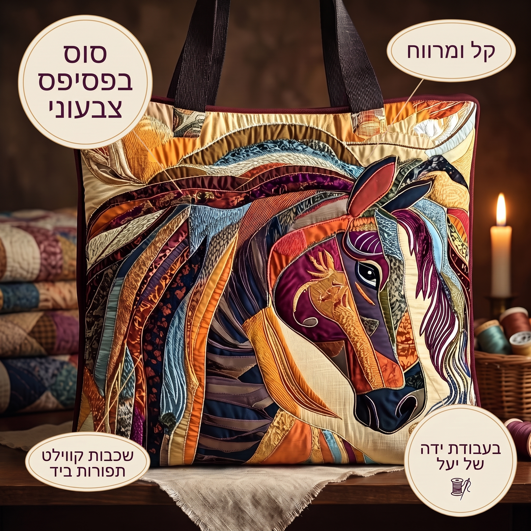 תיק בעבודת יד - סוס פסיפס צבעוני — פרטים